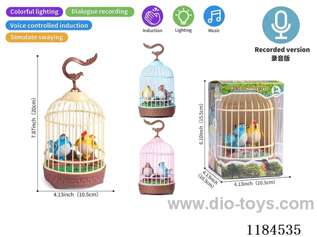 Voice-activated Double Birdcage (Conversation Recording, Voice-activated, Motorized, Lights, 3 English Songs)