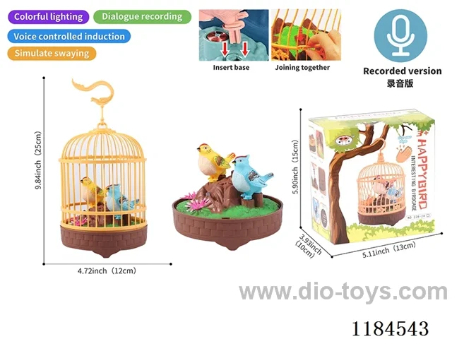 Voice-activated Twin Bird Cage (Recorded dialog, voice-activated, motorized, lighted, 3 English songs)