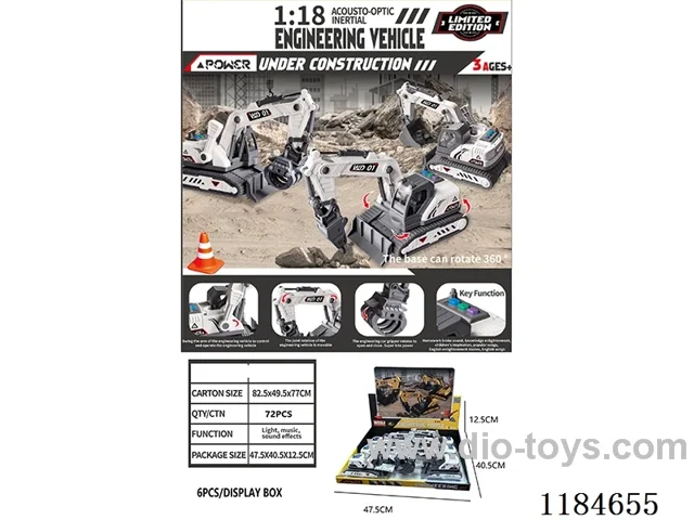 1：18 inertia engineering vehicles W L/M 6PCS included 3*AG13