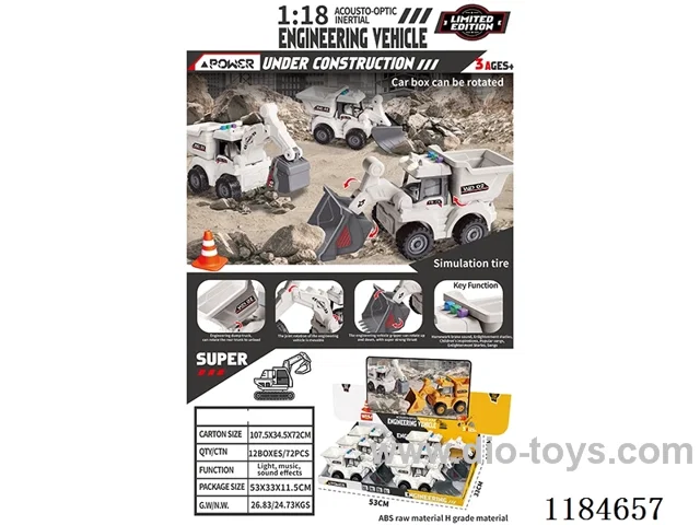 1：18 inertia engineering vehicles W L/M 6PCS included 3*AG13