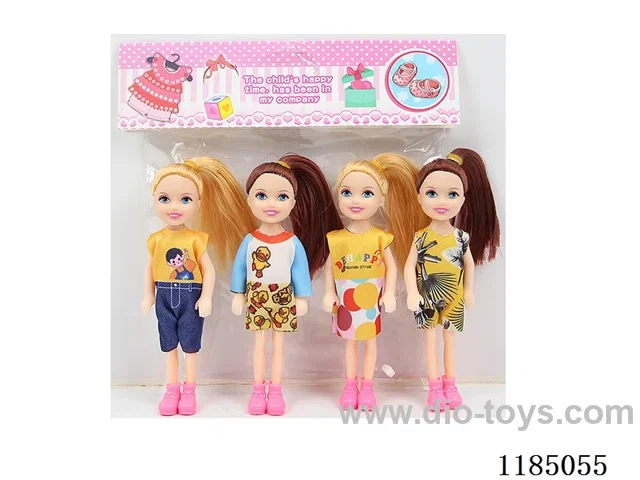 5.5” 14cm 5 jointed solid doll 4pcs mixed