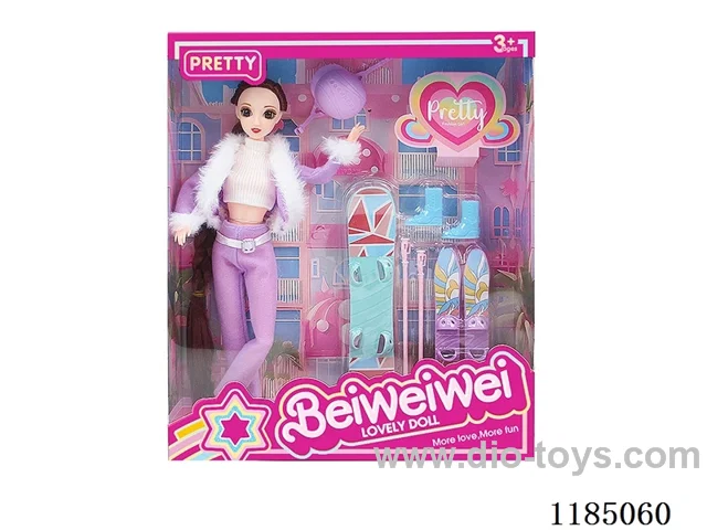 11.5” 11 joints 28cm 3D eye barbie plus skateboard accessories + hat Multi Mixed Pack