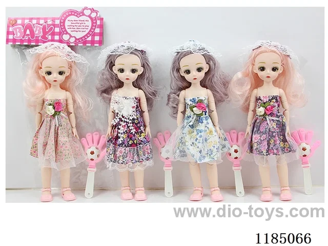 12” 30cm 21 joints 3D doll with real eyes, hat + handkerchief, mix & match