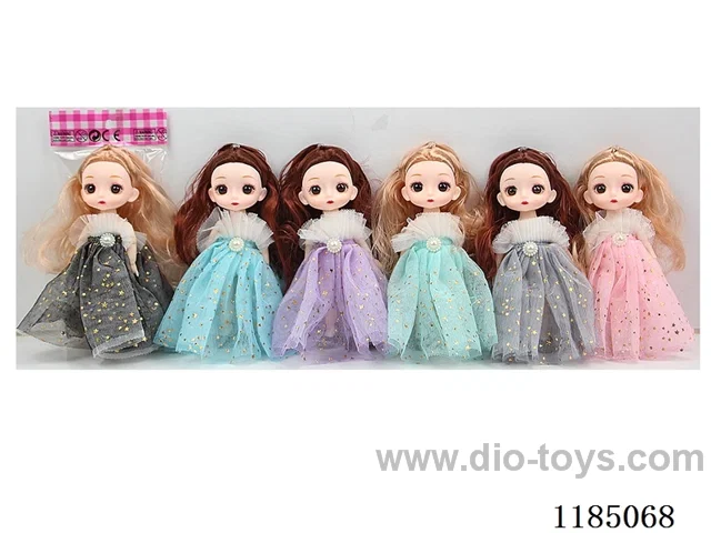6” 15cm 13 jointed solid 3D doll with eyes Multi-mixed