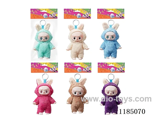 17cm Vinyl body Rabbit doll + keychain 6 mixes