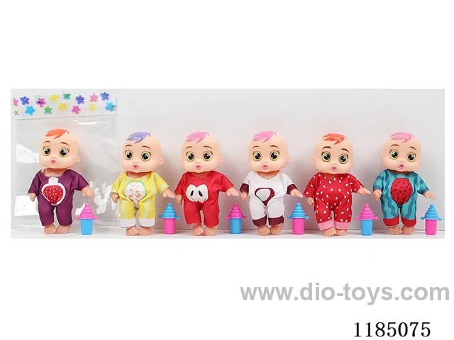 5.5” 13cm 5 joints Empty body bending feet doll + pacifier + bottle Multi-mixed