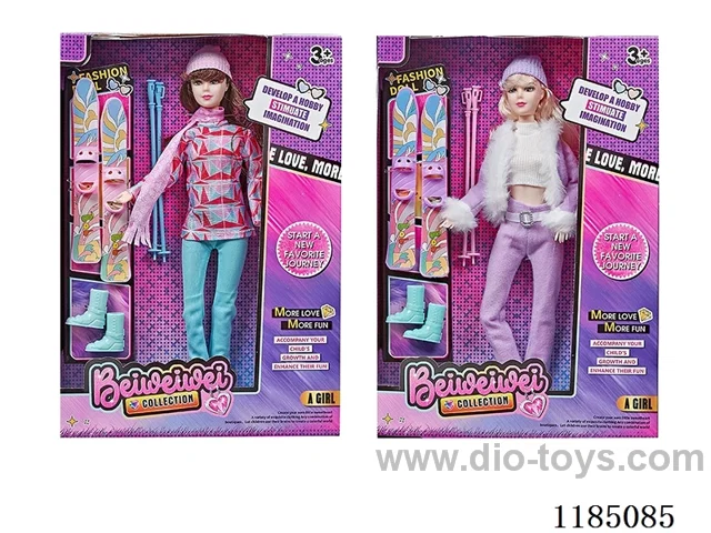 11 inch 11 joints 28 cm Ski Barbie plus boots + sledding tools Multi mix