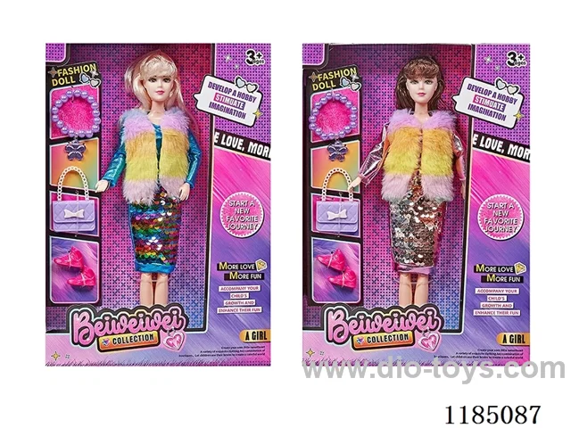 11 inch 11 joints 28cm Colorful dress Barbie plus boots + bag + necklace Multi mixes