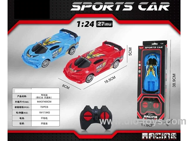 1：24 4ch 27Mhz rc car with light not included battery 2 colors mixed
