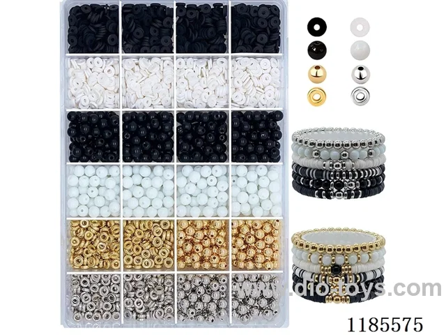 DIY Jewelry Set(Soft Pottery Pieces + 6% Beads + Spacer Beads + Thread (24pcs))