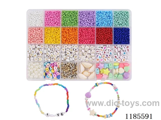 DIY Jewelry Set(3cm beads + letter beads + colored beads + soft ceramic pearls + shells + thread (24gr))