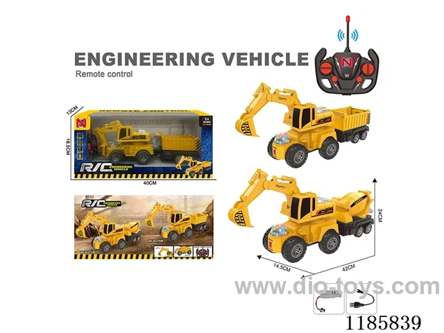 40Mhz5ch rc engineering vehicles with light included battery