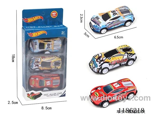 3PCS pull back tin pickup truck