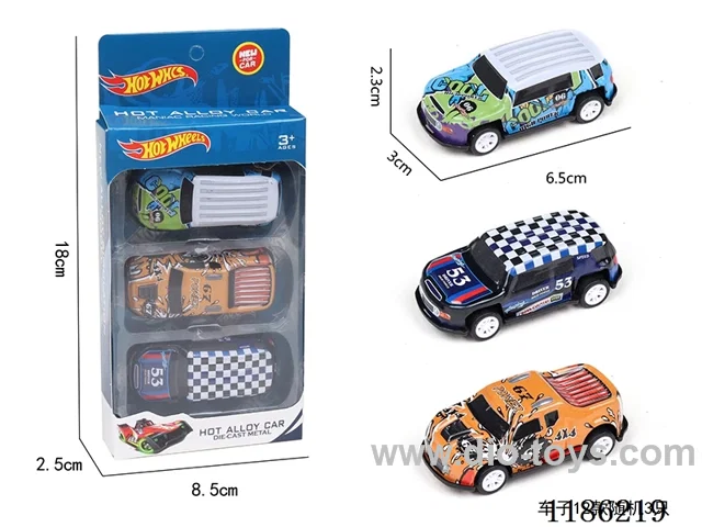 3PCS pull back tin pickup truck