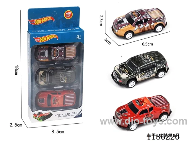 3PCS pull back tin car (dinosaur)
