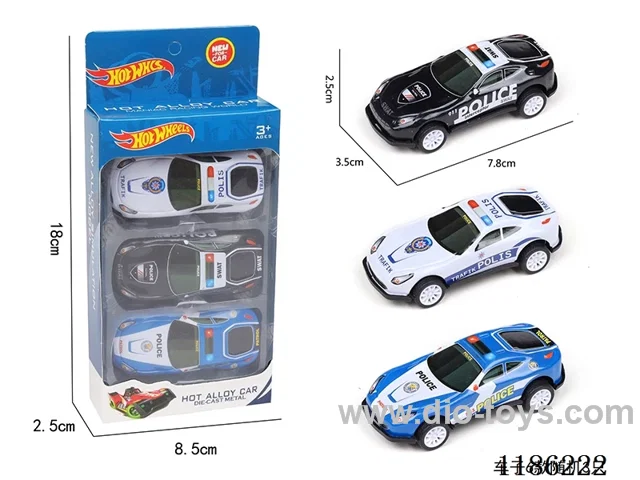 3PCS pull back tin car (police car)