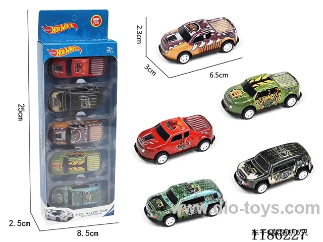 5PCS pull back tin dinosaur car