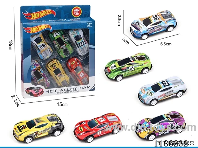 6PCS pull back tin sports car
