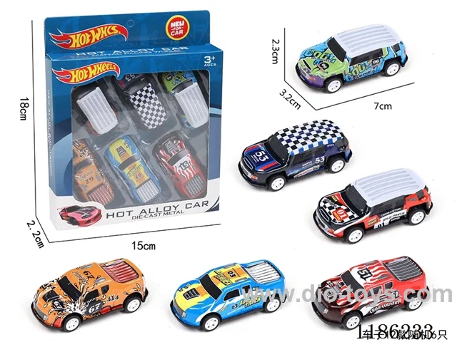 6PCS pull back tin pickup truck