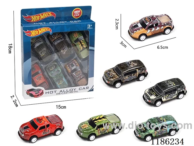 6PCS pull back tin car (dinosaur)