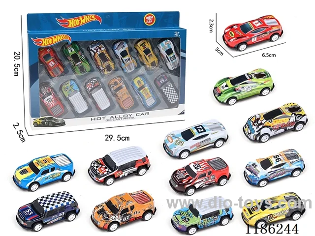 12PCS pull back tin car (sports car + pickup truck)