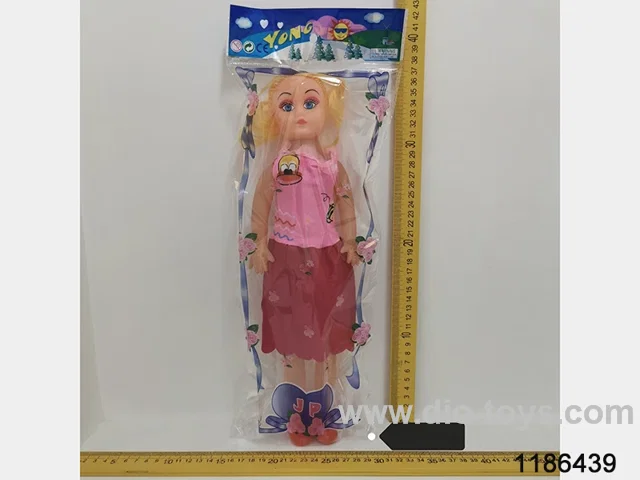 Small 18 printed eyes doll with music in Opp bag