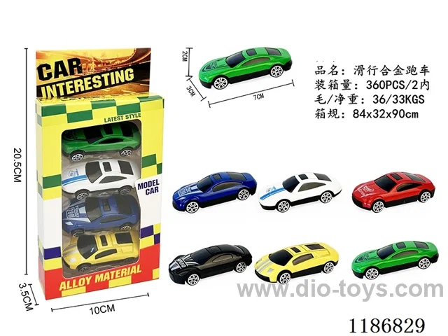 4PCS free wheel alloy car