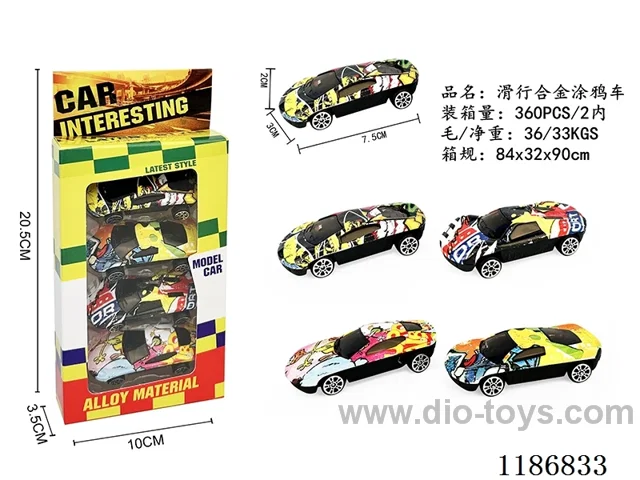 4PCS free wheel alloy car
