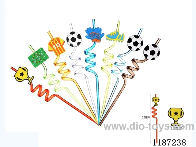 Spiral three circle cartoon football cup straw (8PCS)