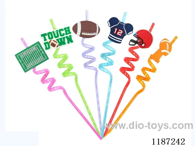 Spiral three-loop cartoon football Straw (8PCS)