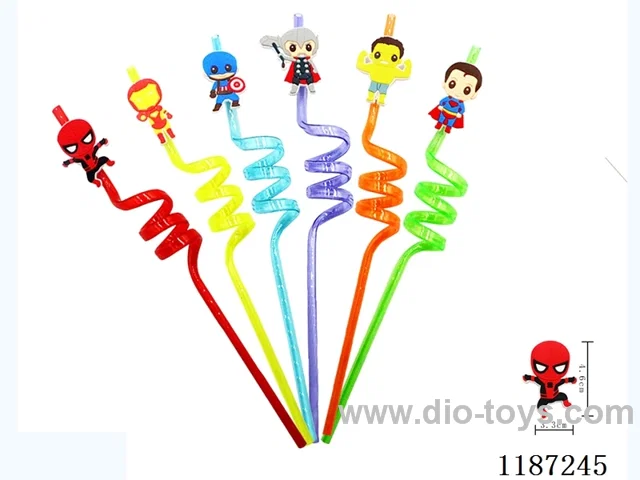 Spiral three circle Cartoon Heroes League Straw (8PCS)