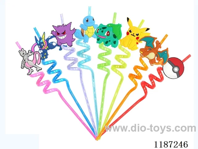 Spiral three-loop Cartoon Digimon Straw (8PCS)