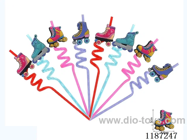 Spiral three circle cartoon skate Straw (8PCS)