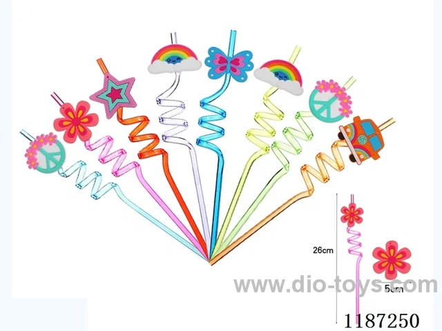 Spiral Triple Loop Cartoon Retro Hippie Straw (8PCS)