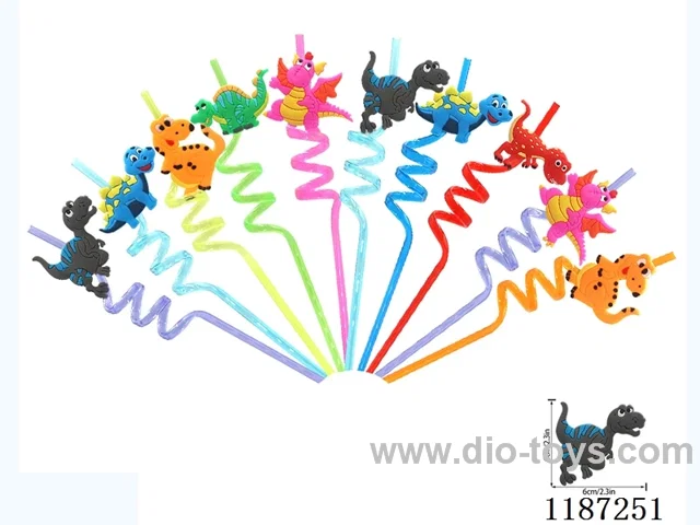 Spiral three circle cartoon large dinosaur Straw (10PCS)
