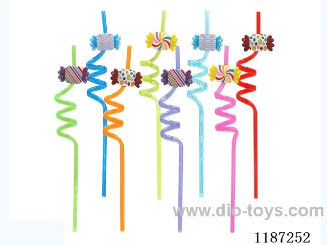Spiral three circle cartoon colorful candy Straw (8PCS)