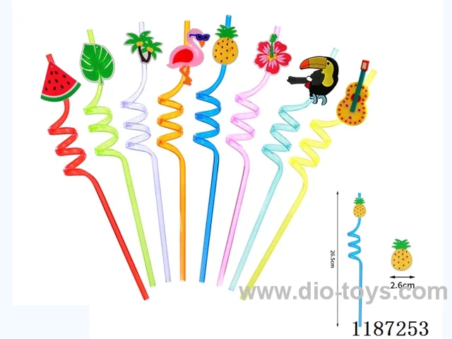 Spiral three circle cartoon Summer fruit Straw (8PCS)