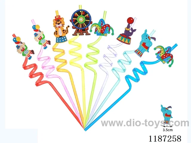 Spiral three-loop Cartoon Circus Straw (8PCS)
