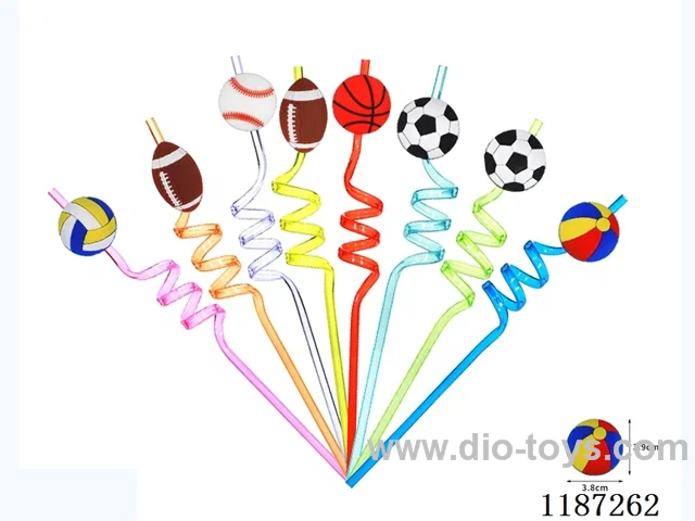 Spiral three-loop cartoon ball straws (8PCS)