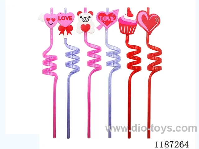 Spiral three Circle Cartoon Valentine's Day Straw Set (8PCS)