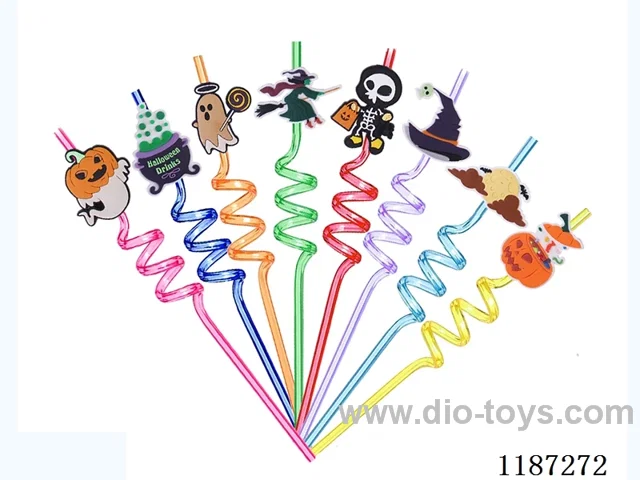 Spiral three Circle cartoon Halloween Straw (8PCS)