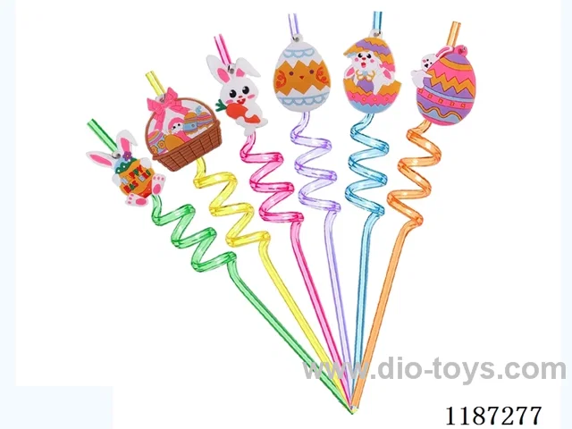 Spiral Triple Loop Cartoon Easter Straw (8PCS)
