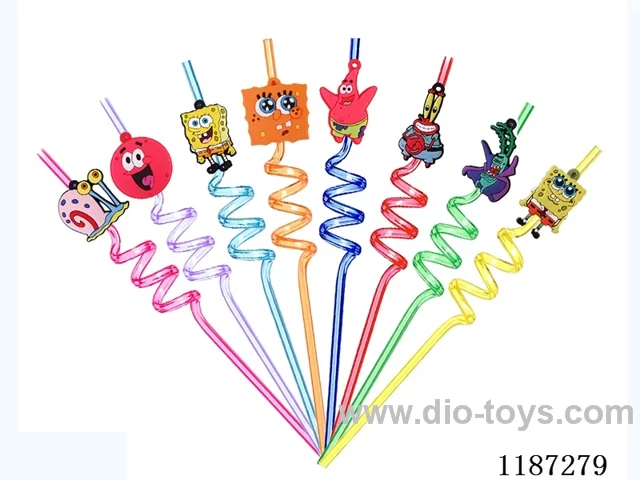 Spiral Three Circle Cartoon SpongeBob Straws (8PCS)