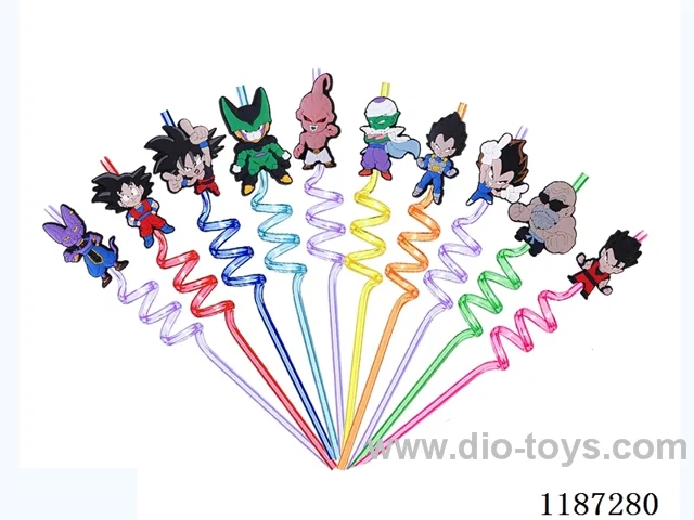 Spiral three-loop Cartoon Super Saiyan Straw (10PCS)