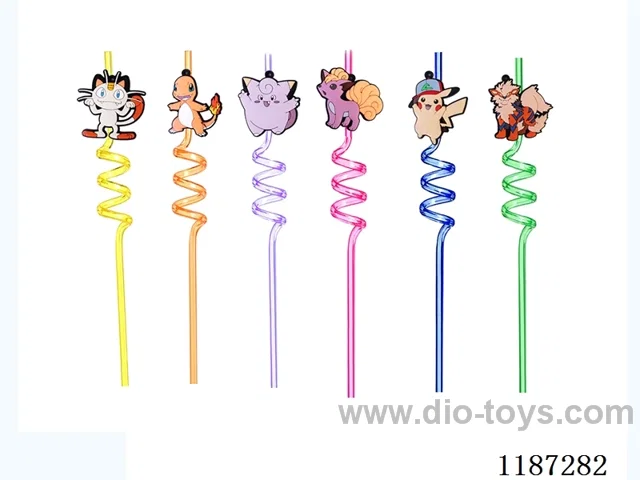 Spiral three-loop Cartoon Digimon Straw (8PCS)