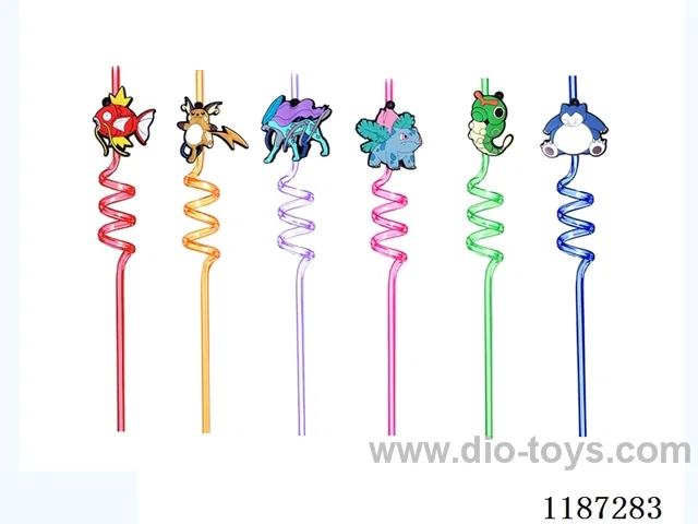 Spiral three-loop Cartoon Digimon Straw (8PCS)