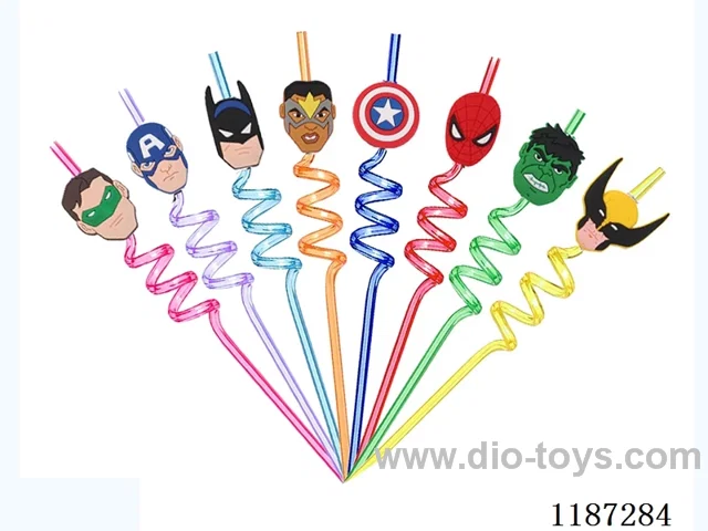 Spiral three circle Cartoon Marvel Series Straw (8PCS)