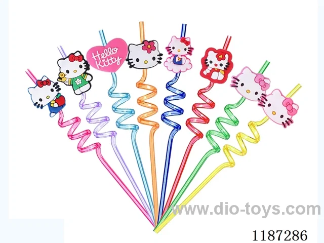 Spiral 3 Loop Cartoon Hello Kitty Straw (8PCS)
