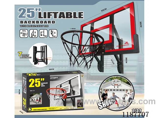 55 Long Enhanced Arm Lift Basketball Board Red