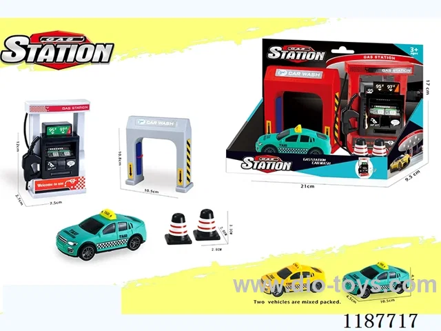 Gas Car Wash Scene Combination Taxi Car Inertia